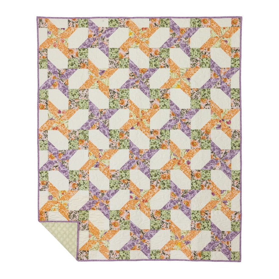 Garden Gate Quilting Kit - Pre-Cut with Complete Backing & Binding - Experienced Beginner - 60x72 inches Finished Size