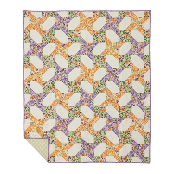 Garden Gate Quilting Kit - Pre-Cut with Complete Backing & Binding - Experienced Beginner - 60x72 inches Finished Size