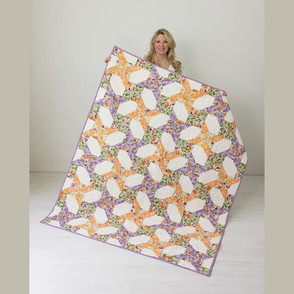 Garden Gate Quilting Kit - Pre-Cut with Complete Backing & Binding - Experienced Beginner - 60x72 inches Finished Size