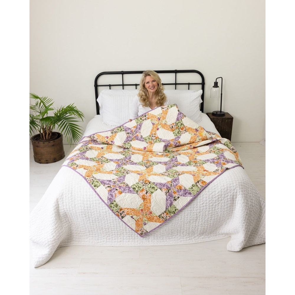 Garden Gate Quilting Kit - Pre-Cut with Complete Backing & Binding - Experienced Beginner - 60x72 inches Finished Size