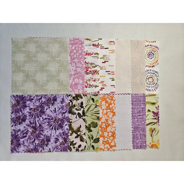 Meadowlands charm pack, 56 precut 5 inch squares from the Flourish collection by FIGO Fabrics