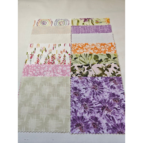 Meadowlands charm pack, 56 precut 5 inch squares from the Flourish collection by FIGO Fabrics