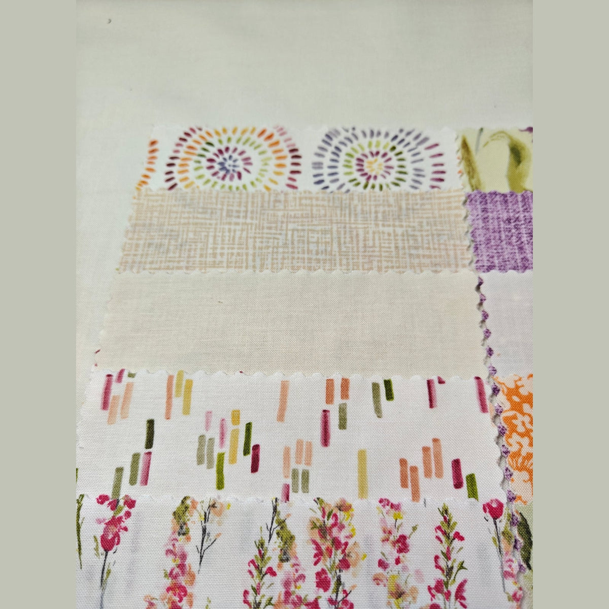 Meadowlands charm pack, 56 precut 5 inch squares from the Flourish collection by FIGO Fabrics