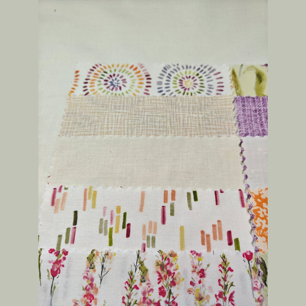 Meadowlands charm pack, 56 precut 5 inch squares from the Flourish collection by FIGO Fabrics