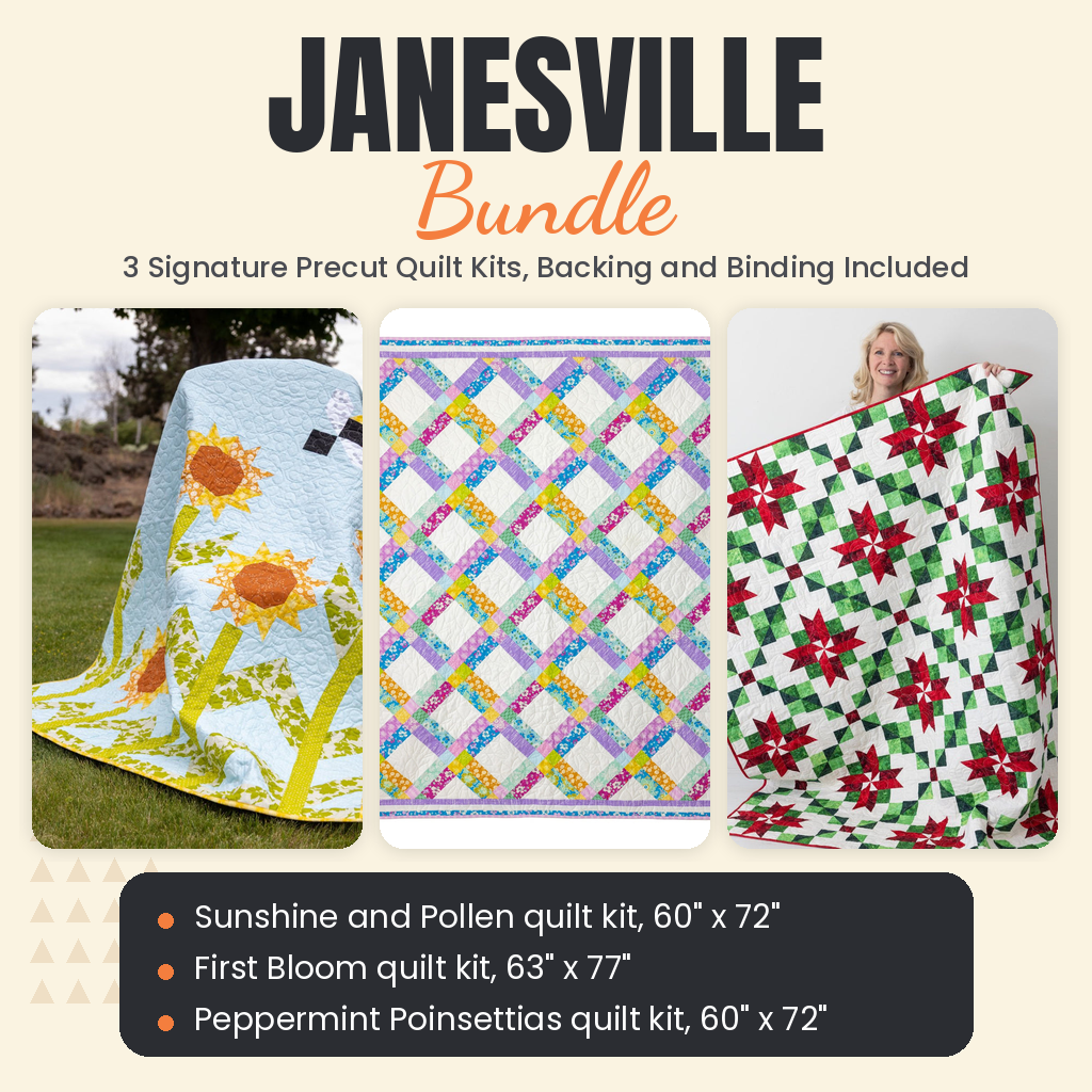 Janesville Bundle - Sunshine and Pollen, First Bloom and Peppermint Poinsettias quilts - photo 1 of 19 - The Fabric Hut
