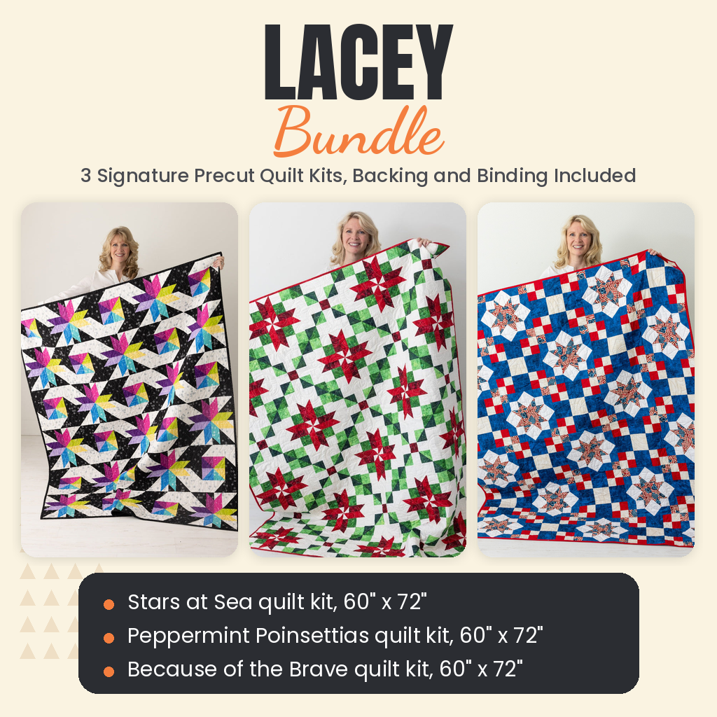 Lacey Bundle - Stars at Sea, Peppermint Poinsettias and Because of the Brave quilts - photo 1 of 19 - The Fabric Hut