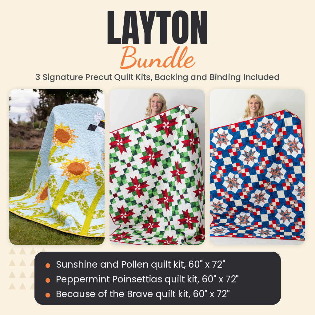 Layton Bundle - Sunshine and Pollen, Peppermint Poinsettias and Because of the Brave quilts - photo 1 of 19 - The Fabric Hut