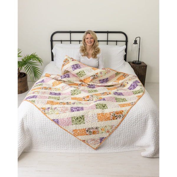 Meadowland Quilting Kit - Pre-Cut with Complete Backing & Binding - Advanced Beginner - 62x70 inches Finished Size