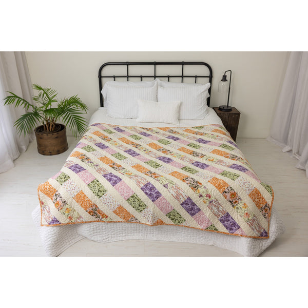 Meadowland Quilting Kit - Pre-Cut with Complete Backing & Binding - Advanced Beginner - 62x70 inches Finished Size