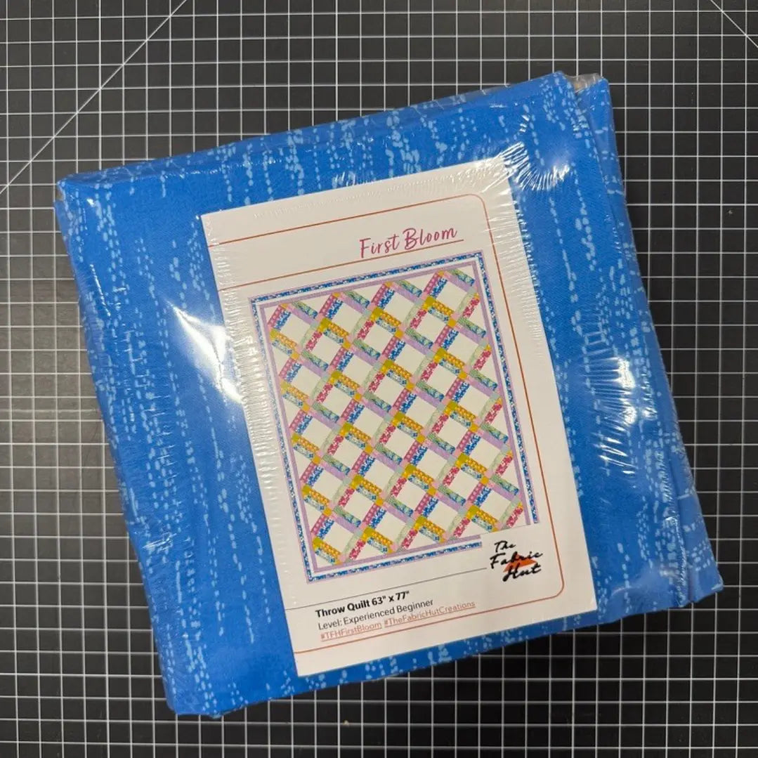 First Bloom Quilting Kit - Pre-Cut with Complete Backing & Binding - Experienced Beginner - 63x77 inches Finished Size