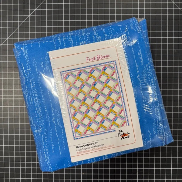 First Bloom Quilting Kit - Pre-Cut with Complete Backing & Binding - Experienced Beginner - 63x77 inches Finished Size