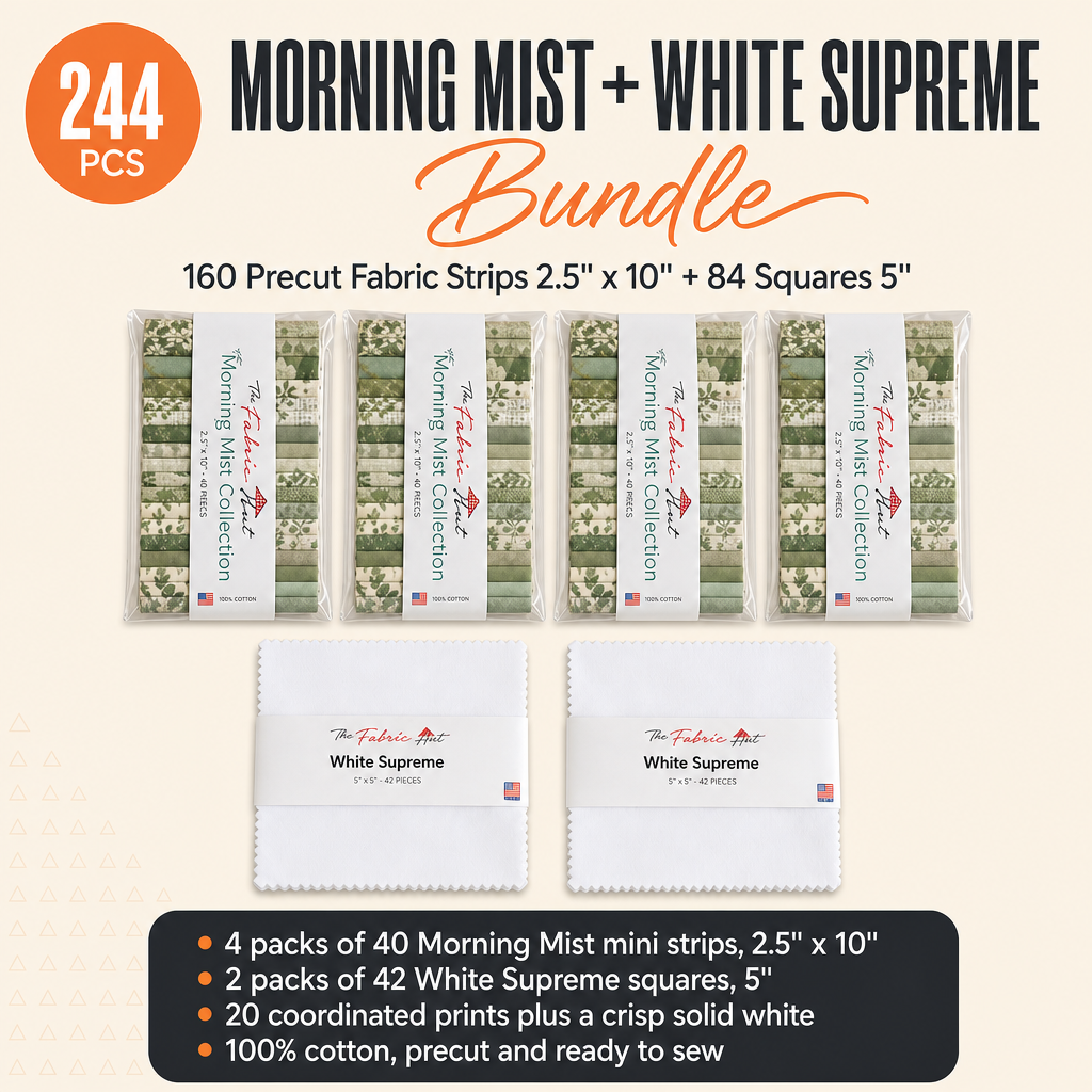 Morning Mist + White Supreme Bundle 244pcs - 4 packs of Morning Mist mini strips and 2 packs of White Supreme squares - photo 1 of 5 - The Fabric Hut