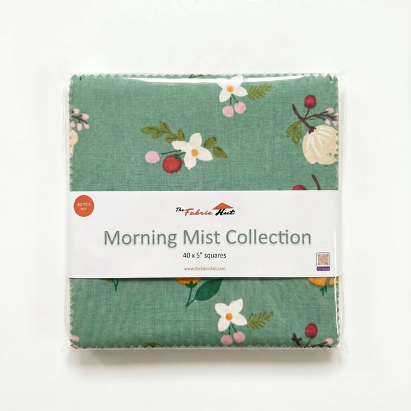 Morning Mist pack of 40 precut 5 inch charm squares from The Fabric Hut