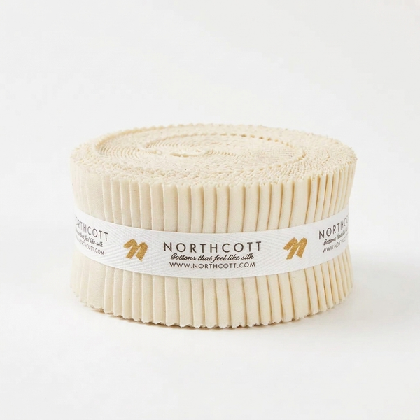 Strip Roll 40pcs - 2.5" Precut Fabric Strips - Eggshell Natural - Colorworks Collection by Northcott - The Fabric Hut