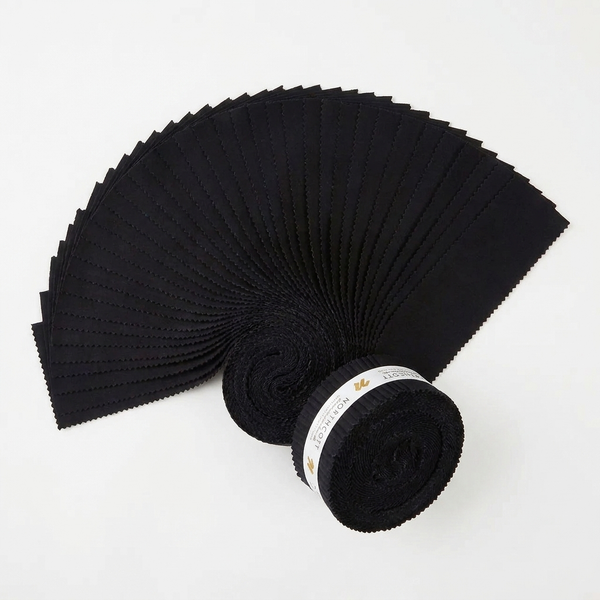 Strip Roll 40pcs - 2.5" Precut Fabric Strips - Black - Colorworks Collection by Northcott