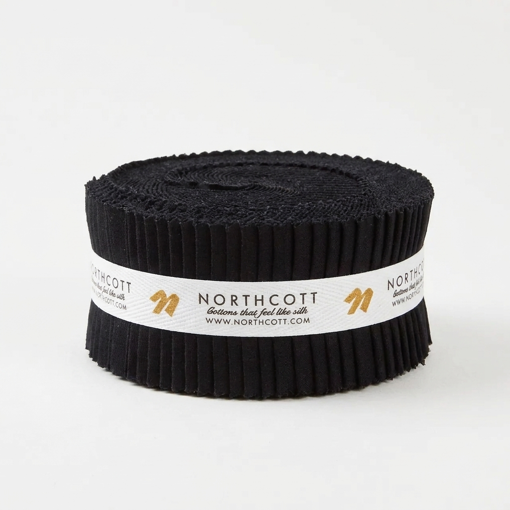 Strip Roll 40pcs - 2.5" Precut Fabric Strips - Black - Colorworks Collection by Northcott - The Fabric Hut