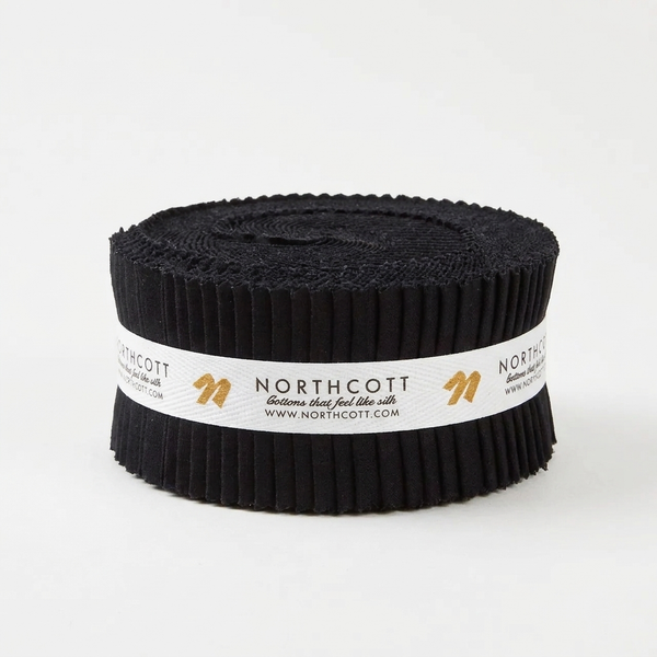 Strip Roll 40pcs - 2.5" Precut Fabric Strips - Black - Colorworks Collection by Northcott - The Fabric Hut
