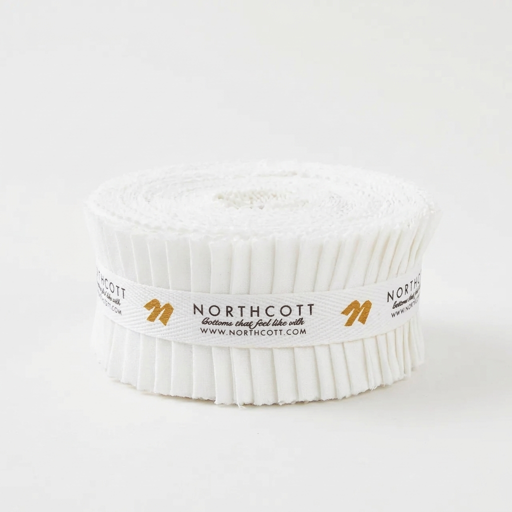 Strip Roll 40pcs - 2.5" Precut Fabric Strips - SuperWhite - Colorworks Collection by Northcott - The Fabric Hut