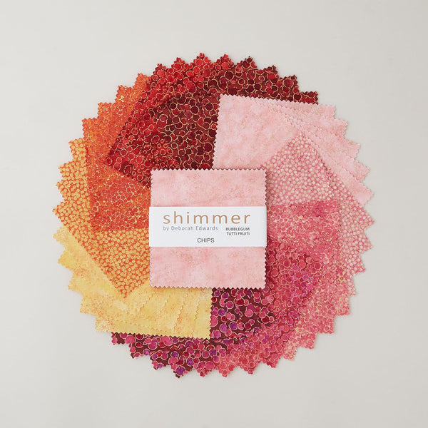 Charm Pack 42pcs - 5" Square Precuts - Bubble Gum & Tutti Frutti - Shimmer Metallic by Northcott - The Fabric Hut