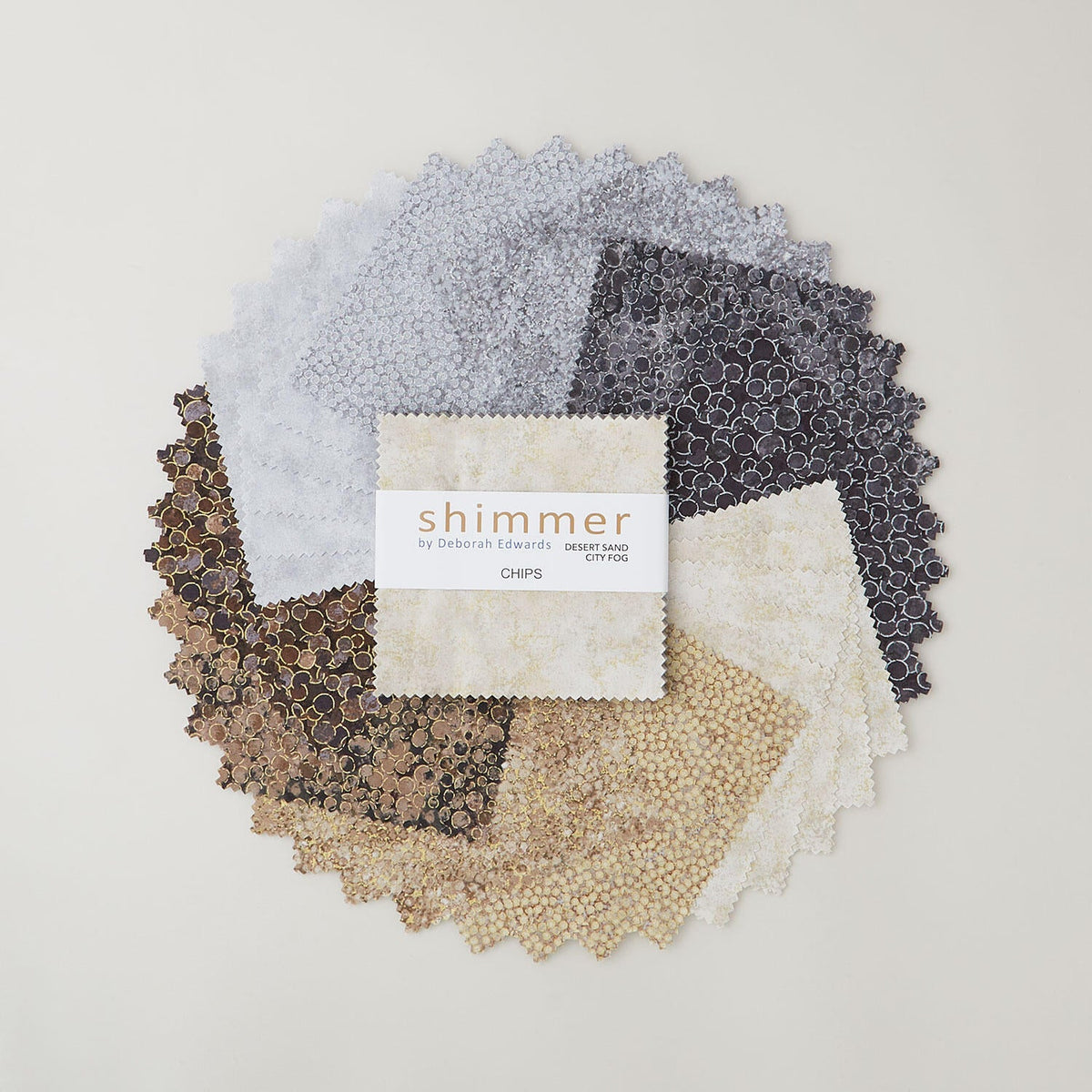 Charm Pack 42pcs - 5" Square Precuts - Desert Sand & City Fog - Shimmer Metallic by Northcott - The Fabric Hut