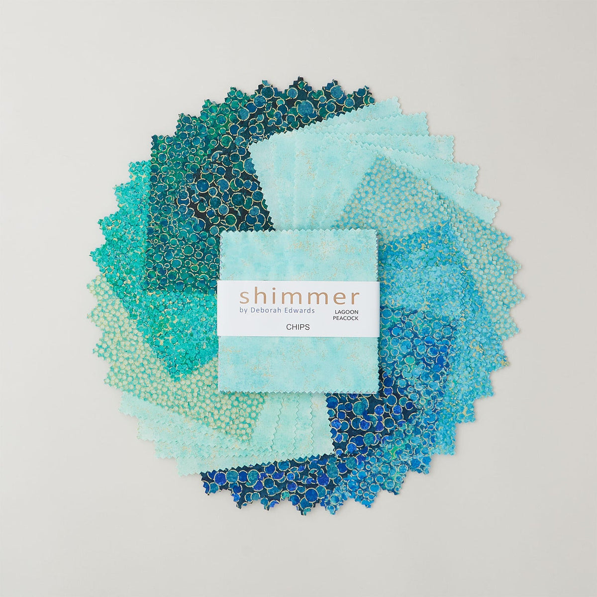 Charm Pack 42pcs - 5" Square Precuts - Lagoon & Peacock - Shimmer Metallic by Northcott - The Fabric Hut