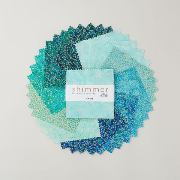 Charm Pack 42pcs - 5" Square Precuts - Lagoon & Peacock - Shimmer Metallic by Northcott - The Fabric Hut