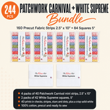 Patchwork Carnival + White Supreme Bundle 244pcs - 4 packs of Patchwork Carnival mini strips and 2 packs of White Supreme squares - photo 1 of 6 - The Fabric Hut