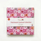 Patchwork Carnival charm pack with 240 precut 5 inch cotton squares across six packs