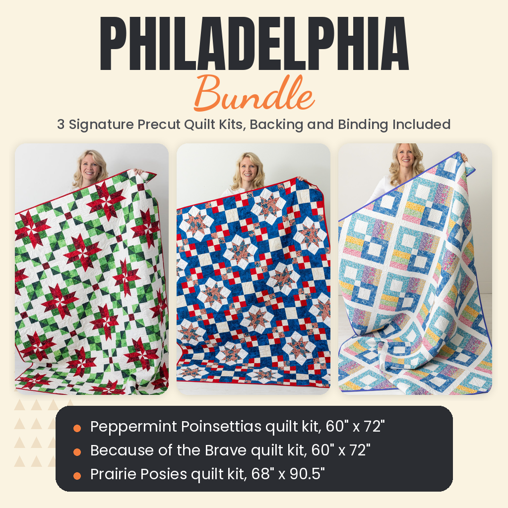 Philadelphia Bundle - Peppermint Poinsettias, Because of the Brave and Prairie Posies quilts - photo 1 of 19 - The Fabric Hut