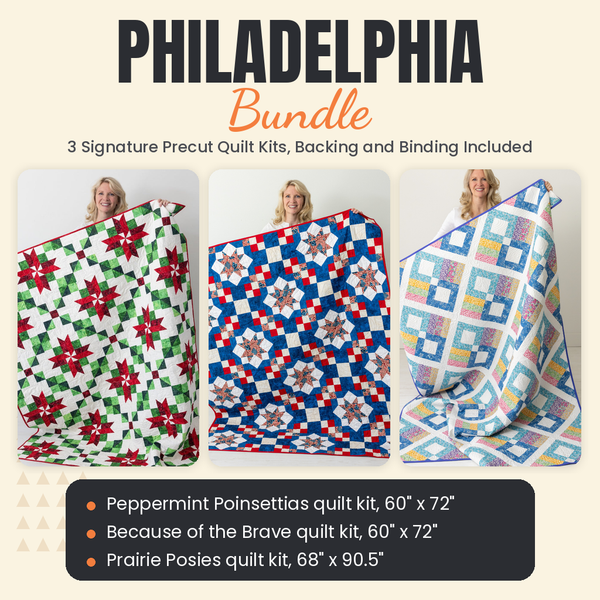 Philadelphia Bundle - Peppermint Poinsettias, Because of the Brave and Prairie Posies quilts - photo 1 of 19 - The Fabric Hut