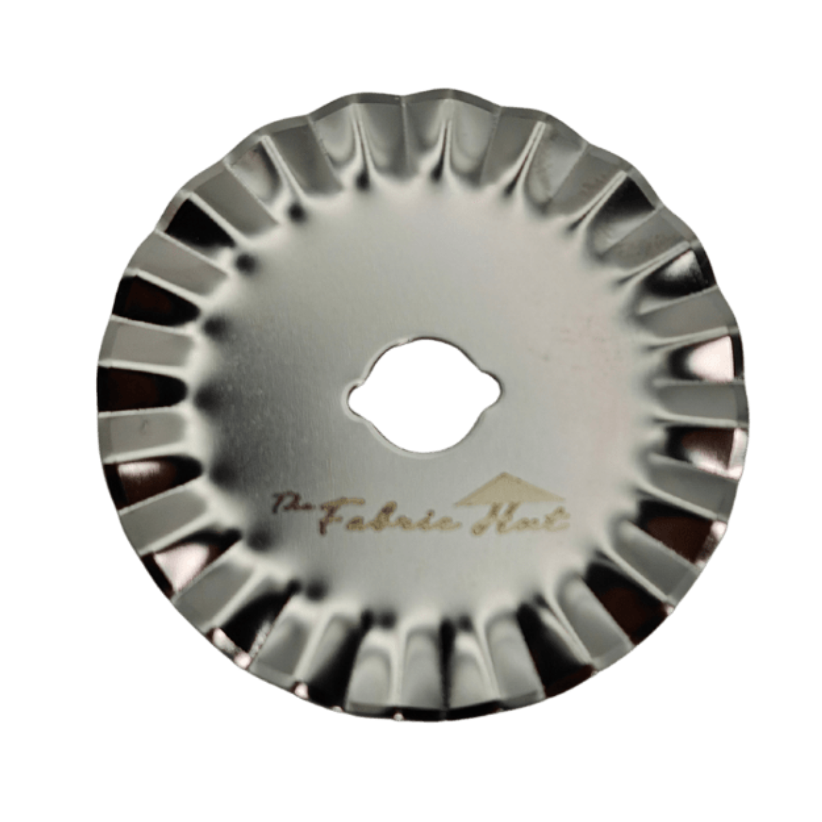 Pinking Blade Narrow, pack of 10 45mm rotary blades with a tight zigzag cutting edge, shown with the clear storage case - The Fabric Hut