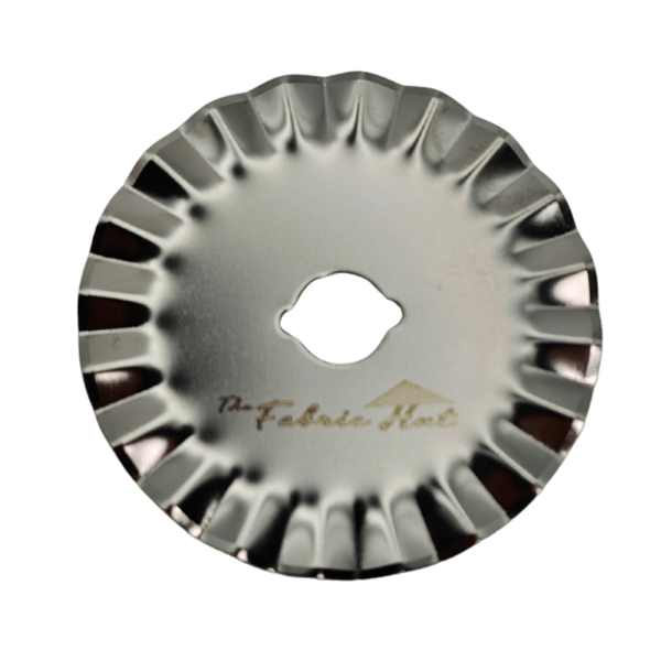 Pinking Blade Narrow, pack of 10 45mm rotary blades with a tight zigzag cutting edge, shown with the clear storage case - The Fabric Hut