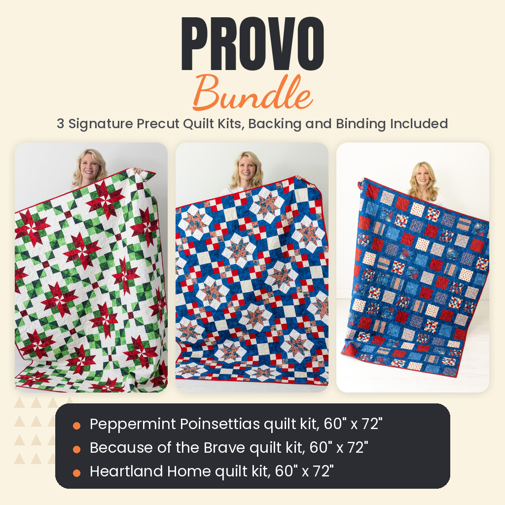 Provo Bundle - Peppermint Poinsettias, Because of the Brave and Heartland Home quilts - photo 1 of 18 - The Fabric Hut