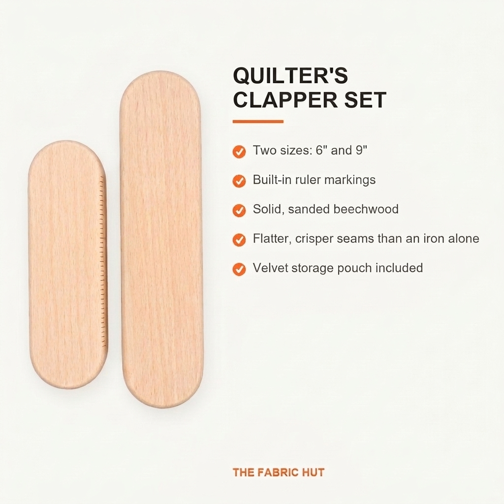 Tailor's Clapper for Quilting - Beechwood Seam Pressing Tool - 2 Pack, 6" and 9" - photo 5 of 12 - The Fabric Hut