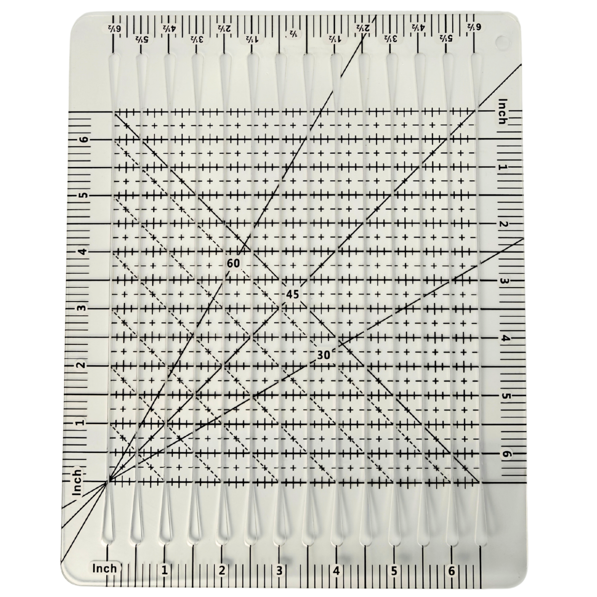 10 inch by 8 inch slotted quilting ruler, clear acrylic with measured slots for cutting 2.5 inch strips - The Fabric Hut