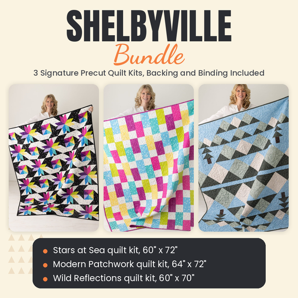 Shelbyville Bundle - Stars at Sea, Modern Patchwork and Wild Reflections quilts - photo 1 of 19 - The Fabric Hut
