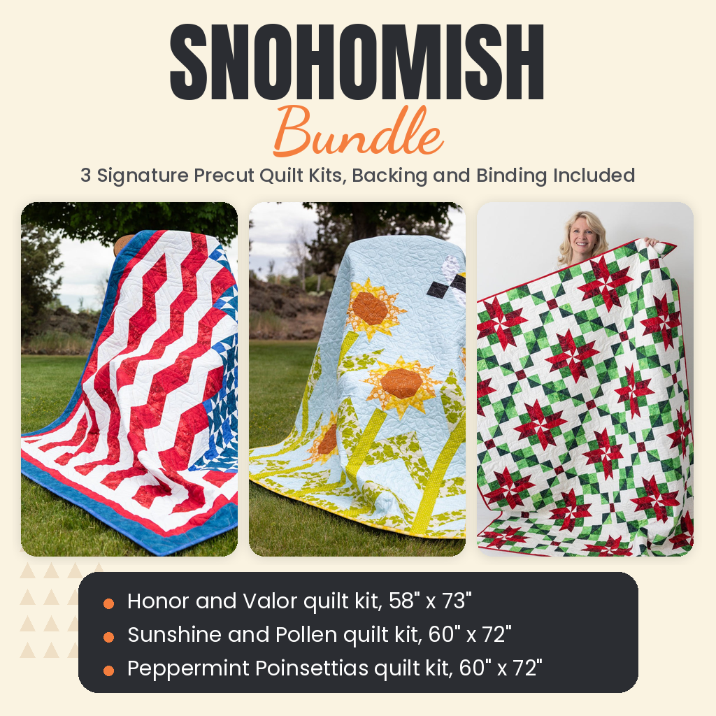 Snohomish Bundle - Honor and Valor, Sunshine and Pollen and Peppermint Poinsettias quilts - photo 1 of 19 - The Fabric Hut
