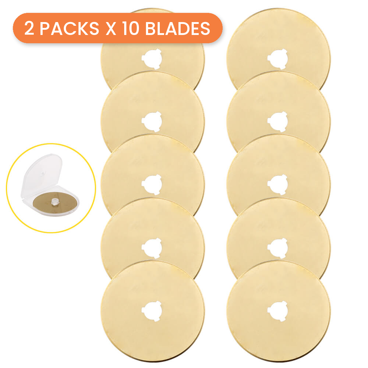 Rotary Cutter Blades, 60mm Titanium Coated, 20 Blades - 2 packs x 10 blades - photo 1 of 3 - The Fabric Hut
