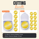 2 x 45mm Titanium Rotary Blades, 5 Pack + 45mm Titanium Rotary Blades, 10 Pack Bundle - what is in the bundle - photo 1 of 3 - The Fabric Hut