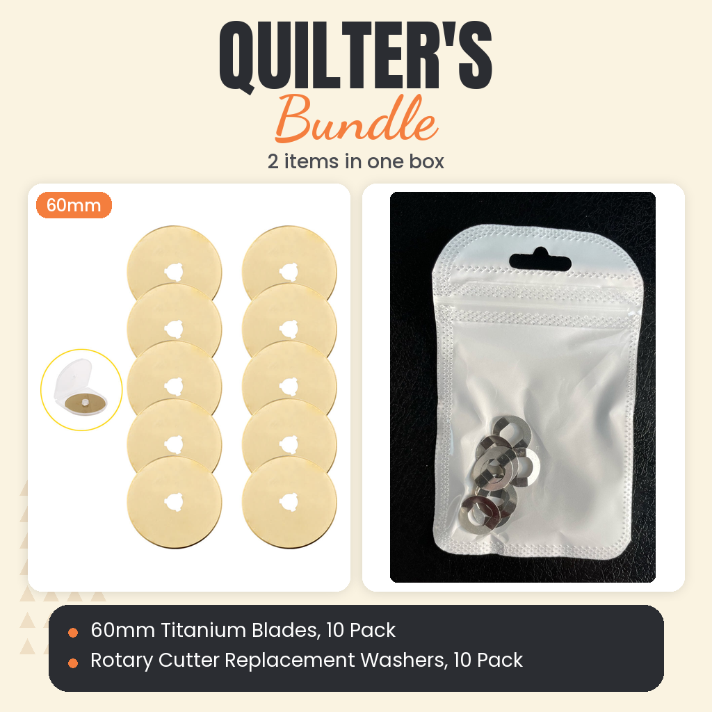 60mm Titanium Rotary Blades, 10 Pack + Rotary Cutter Replacement Washers, 10 Pack Bundle - what is in the bundle - photo 1 of 3 - The Fabric Hut