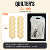 60mm Titanium Rotary Blades, 10 Pack + Rotary Cutter Replacement Washers, 10 Pack Bundle - what is in the bundle - photo 1 of 3 - The Fabric Hut