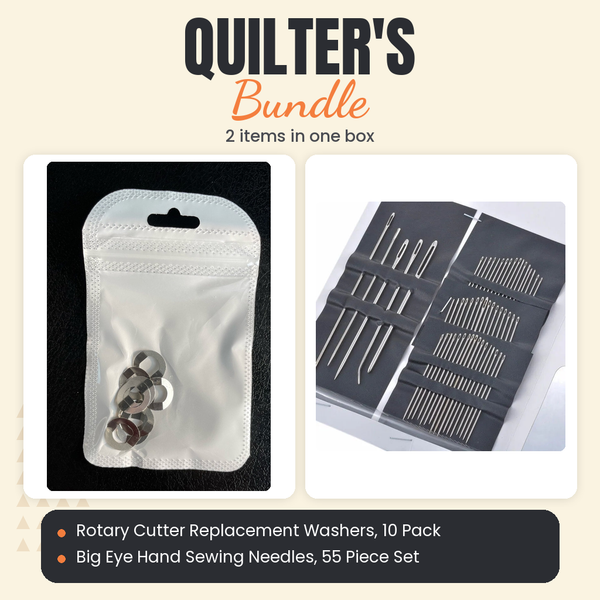 Rotary Cutter Replacement Washers, 10 Pack + Big Eye Hand Sewing Needles, 55 Piece Set Bundle - what is in the bundle - photo 1 of 3 - The Fabric Hut