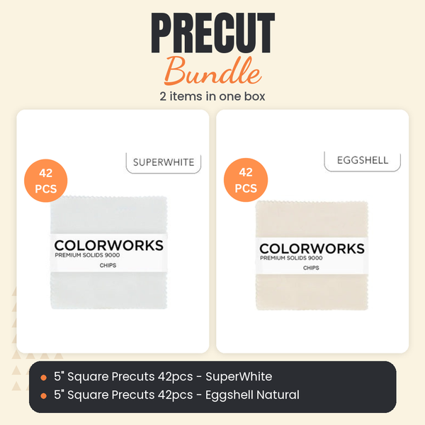 5" Square Precuts 84pcs - SuperWhite + Eggshell Natural Bundle - what is in the bundle - photo 1 of 3 - The Fabric Hut