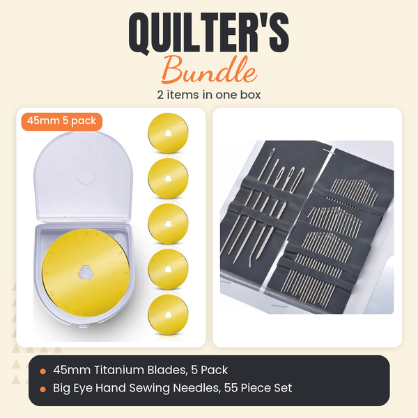 45mm Titanium Rotary Blades, 5 Pack + Big Eye Hand Sewing Needles, 55 Piece Set Bundle - what is in the bundle - photo 1 of 3 - The Fabric Hut