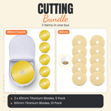 2 x 45mm Titanium Rotary Blades, 5 Pack + 60mm Titanium Rotary Blades, 10 Pack Bundle - what is in the bundle - photo 1 of 3 - The Fabric Hut
