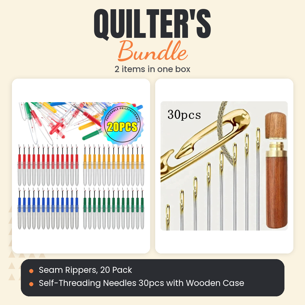 Seam Rippers, 20 Pack + Self-Threading Needles 30pcs with Wooden Case Bundle - what is in the bundle - photo 1 of 3 - The Fabric Hut