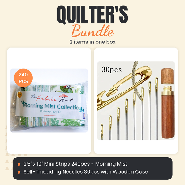 2.5" x 10" Mini Strips 240pcs - Morning Mist Collection + Self-Threading Needles 30pcs with Wooden Case Bundle - what is in the bundle - photo 1 of 3 - The Fabric Hut