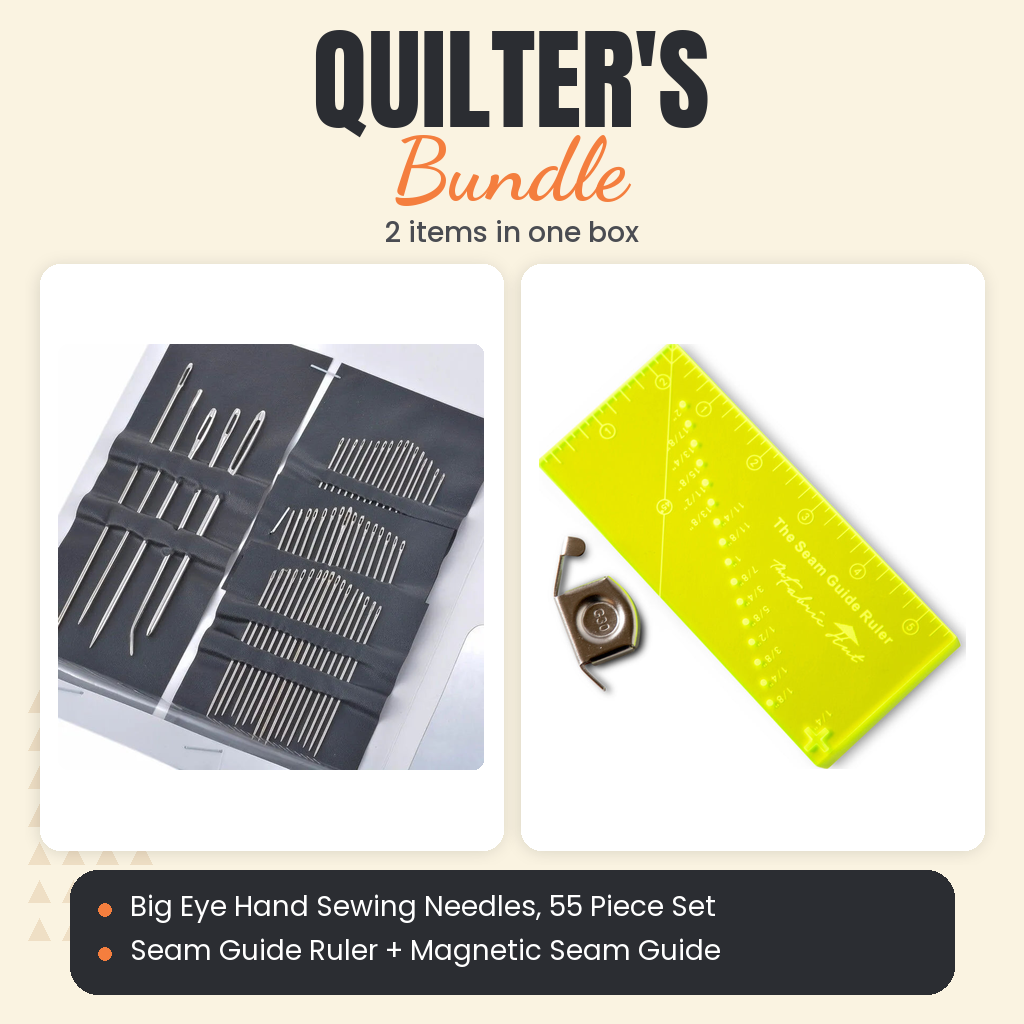 Big Eye Hand Sewing Needles, 55 Piece Set + Seam Guide Ruler + Magnetic Seam Guide Bundle - what is in the bundle - photo 1 of 3 - The Fabric Hut