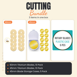 60mm Titanium Rotary Blades, 10 Pack + 45mm Titanium Rotary Blades, 10 Pack + 45mm Blade Storage Cases, 5 Pack Bundle - what is in the bundle - photo 1 of 4 - The Fabric Hut
