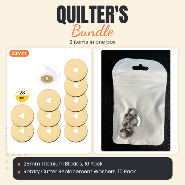 28mm Titanium Rotary Blades, 10 Pack + Rotary Cutter Replacement Washers, 10 Pack Bundle - what is in the bundle - photo 1 of 3 - The Fabric Hut